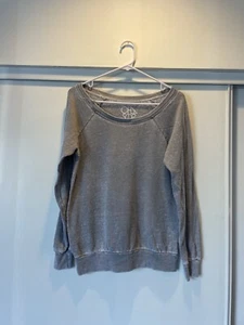 Chaser Womens Sweatshirt Medium Distressed New Without Tags Crewneck Gray  - Picture 1 of 7