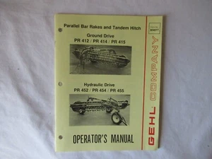 1988 Gehl PR 452 454 455 412 414 rake and tandem hitch operator's manual - Picture 1 of 2