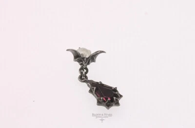 DISCONTINUED Alchemy Gothic Morticia Single Earring E210 Goth Bat Purple Gift - Image 1 of 2