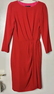 NICOLE FARHI Red 100% Wool And Silk Draped Dress Size UK 10 - Picture 1 of 6
