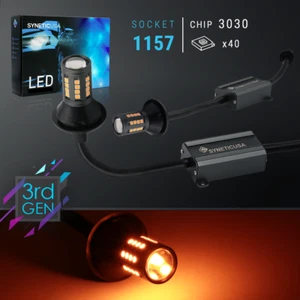 1157 LED Error Free Canbus Front Turn Signal Parking Light Bulbs Amber Yellow - Picture 1 of 10