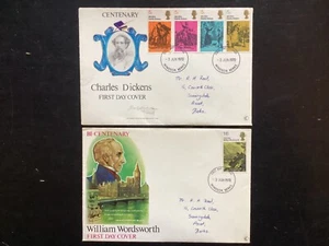 GB 1970 Literary FDC x 2, marca Connoisseur, Windsor FDI pmk (PD 376) - Imagen 1 de 1