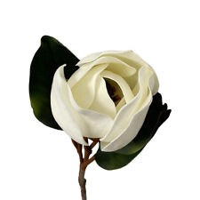 White Artificial Magnolia Stem, Real Touch Silk Floral for Wedding, Home Decor