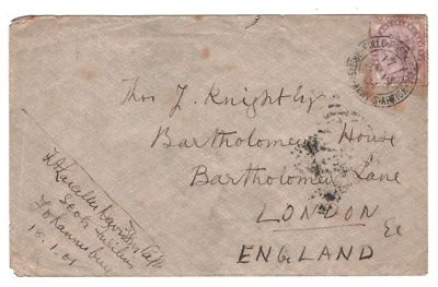 GB USED S. AFRICA BOER WAR Cover SCOTS FUSILIERS FPO Jo'burg London 1901 MA1454 - Image 1 of 4