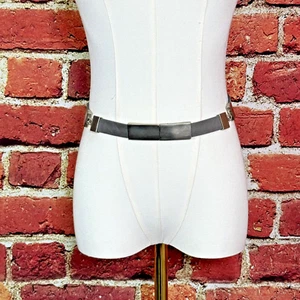 St John Gray Genuine Italian Leather Belt Silver Chain Links Italy Size Petite - Picture 1 of 14