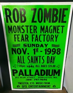 Póster de concierto estampado en bloque de paladio con estampado en bloque de monstruo zombie Rob Zombie Fear Factory - Imagen 1 de 5