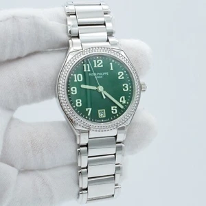 Patek Philippe Twenty~4 Steel & Diamond Olive Green Ladies Watch 7300/1200A-011 - Picture 1 of 9