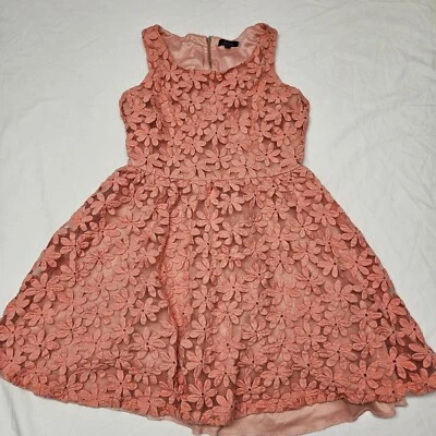 Vestido soprano para mujer rosa floral forrado talla pequeña midi línea A sin mangas  Foto 1 de 4