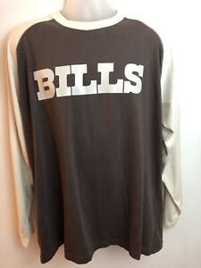 Buffalo Bills Men’s Shirt Medium Long Sleeve Brown Tan NFL Football Reebok