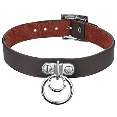 Gargantilla de cuero punk para hombres y mujeres cadena hebilla collar joyería ajustable Foto 1 de 4