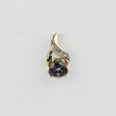 10k Yellow & White Gold, Mystic Topaz, Diamond Women's Slider Pendant - Image 1 of 2