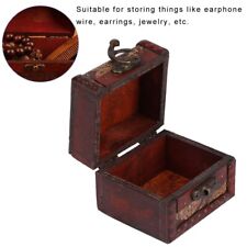 Vintage Square Jewelry Storage Box Handmade Wooden Decorative Display Case FD5