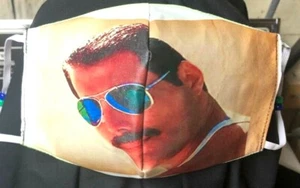 ***Freddie Mercury*** 3 WENDE-Gesichtsmasken aus Baumwolle (Handarbeit) - Bild 1 von 3