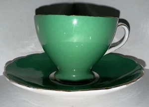1940’s Foleys Green Tea Cup Malvern Foot & Saucer English Floral China #12 - Bild 1 von 10