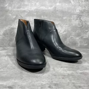 Shoes For Crews Black Leather Ankle Booties Side Zip Heeled Women's Size 10 - Picture 1 of 13