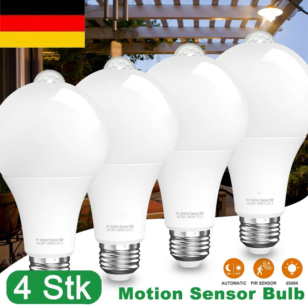 LED-Bewegungsmelder-Lampe E27 | 350° Drehbar, 5-8 M Reichweite, 7W, Warm-/kaltweiß