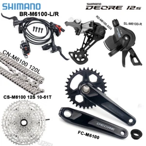 SHIMANO DEORE M6100 MTB 12-Speed Groupset 170mm Resin Pads LRRR 51T Full Set OE - Picture 1 of 10
