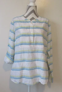 Lane Bryant Top 3629 Damen Plus 18/20 blau weiß gestreift Knopfleiste Boho Baumwolle - Bild 1 von 6
