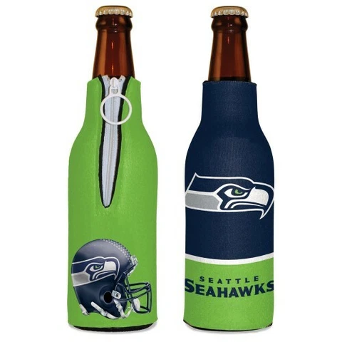 SEATTLE SEAHAWKS BOTTLE HOLDER COOZIE KOOZIE COOLER WITH ZIPPER Cover