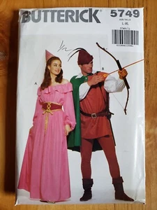 Butterick 5749 Robin Hood Costume Pattern Adult L-XL Vintage NEW Maid Marian - Picture 1 of 4
