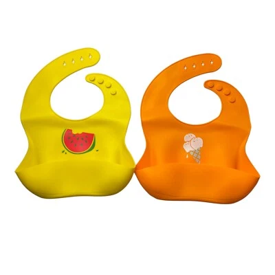 Pack de 2 baberos de bebé de silicona impermeables ligeros fáciles de limpiar Foto 1 de 4