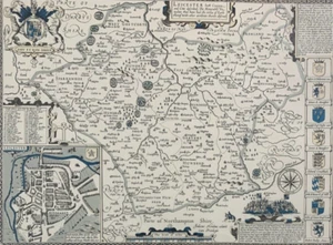Framed Mounted Antique Map Leicestershire Hand Tinted- John Speed - Reproduction - Picture 1 of 12
