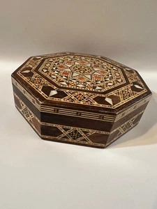 Vintage Hand Made Large Wooden Jewelry Box - Picture 1 of 11