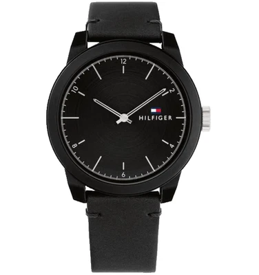 RELOJ PARA HOMBRES TOMMY HILFIGER TR90 1710542 ESFERA NEGRA CORREA DE CUERO NEGRO 42 MM Foto 1 de 4