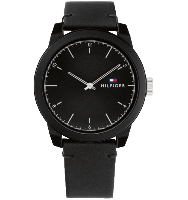 RELOJ PARA HOMBRES TOMMY HILFIGER TR90 1710542 ESFERA NEGRA CORREA DE CUERO NEGRO 42 MM Foto 1 de 4
