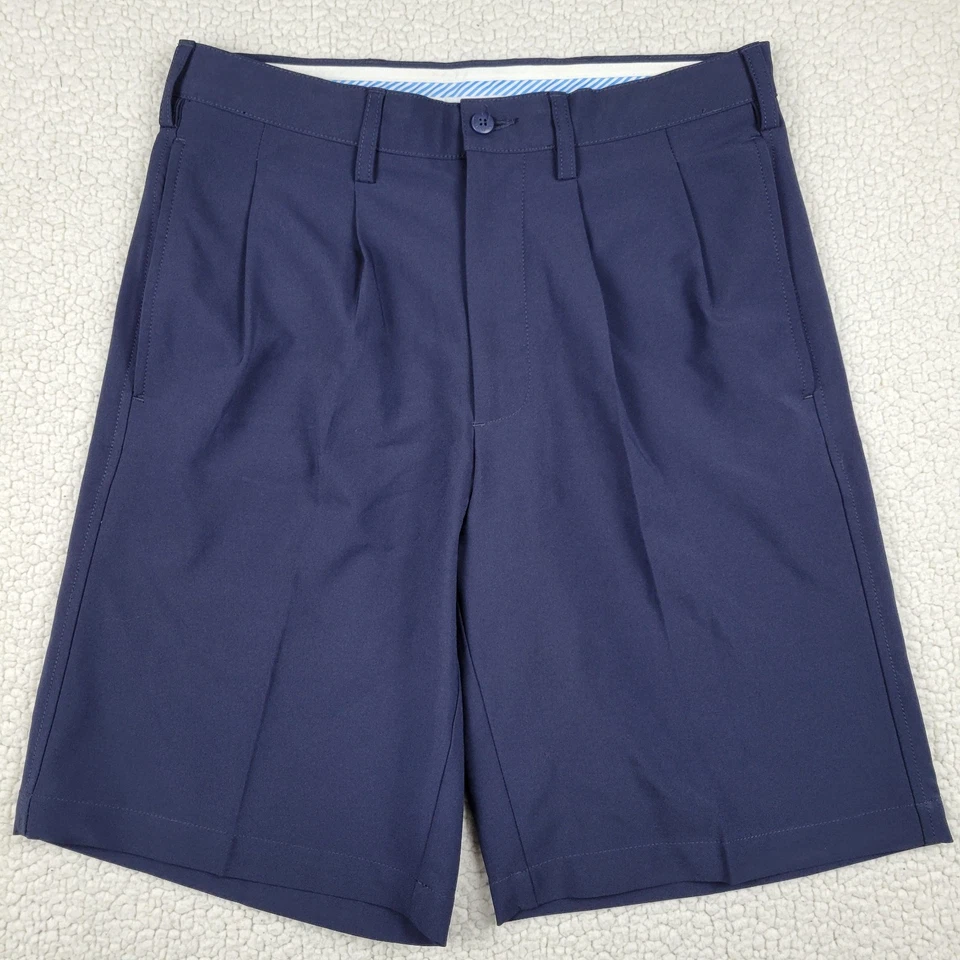 Shorts de golfe FootJoy masculino tamanho 30 azul marinho desempenho plissado FJ - Imagem 1 de 4