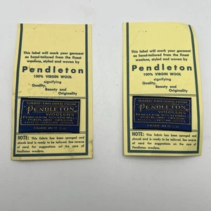 Vintage Pendleton handgefertigte Etiketten Wolle Stoff Stoff Etikett x 2 - Bild 1 von 8