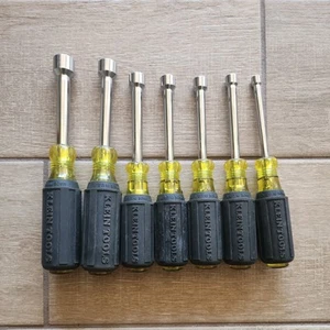 7 PC Klein Tools Nut Drivers 1/2, 7/ 16, 3/8, 11/32, 5/16, 1/4 and 3/16 - Picture 1 of 2