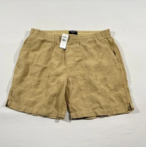 Todd Snyder Linen 7” Beach Khaki Shorts Elastic Waist Preppy Comfort Sz L NWT - Picture 1 of 12