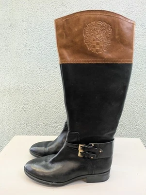 VINCE CAMUTO Botas de Montar Altas de Cuero Negro y Marrón Talla 9.5M / EU 39.5 Foto 1 de 4