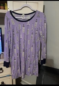Nite Nite Munki Munki Purple Nightgown European Vacation Paris Rome Large - Picture 1 of 6