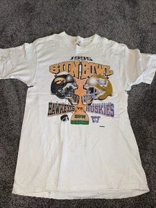 VTG 90s 1995 USA Medium Washington Vs Iowa Sun Bowl Ducks T Shirt White T Shirt - Picture 1 of 10