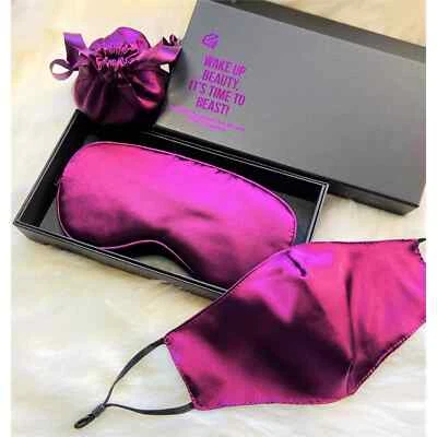 Magenta Silk Sleep Mask & Face Mask Luxe Gift Set/Face Cover/Eye Mask/Best Gift  - Image 1 of 4