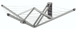 New BRABANTIA WallFix Fold Away Clothes Line 4 Arm 24 Meters Silver Laundry Rack - Picture 1 of 4