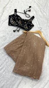 Designer Sari Bollywood Bridal Silk Saree Blouse South Indian Party Wear Saree - Picture 1 of 3