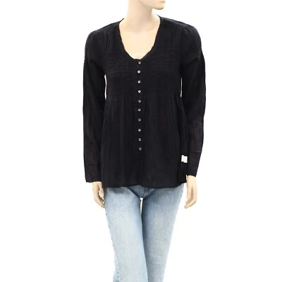Camisa Top Odd Molly Anthropologie I'm Ready Buttondown Calada Negra S-1 256552 Foto 1 de 4