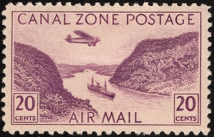 Canal Zone Airmail Stamp Scott # C11 Mint VF - 20 Cents Red Violet Gaillard Cut - Picture 1 of 1