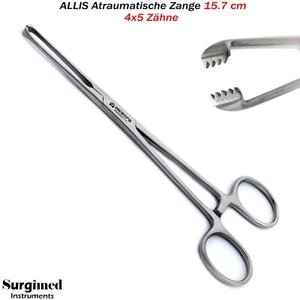 Allis Atraumatische Klemme Faßzange Fasszange Gewebe Darmfasszange 4x5 Zahn - Bild 1 von 5