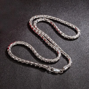 Echt 925 Sterling Silber Box Kette Glieder Halskette Karabinerverschluss für Herren & Damen - Bild 1 von 7