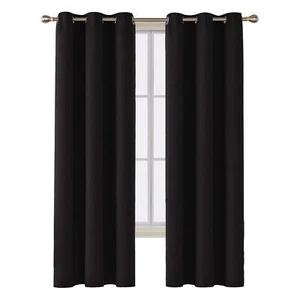 Room Darkening Thermal Insulated Blackout Curtains 84 Inches Long For Bedroom Bl - Picture 1 of 9