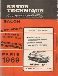 REVUE TECHNIQUE AUTOMOBILE 282 RTA 1969 PEUGEOT 504 ESSENCE SALON DE L'AUTO - Imagen 1 de 1