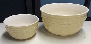 Williams Sonoma Mixing Bowl Set Pale Yellow Circus Design Nesting Bowls - Picture 1 of 8