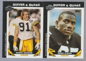 Juego de 2 cartas del equipo de Pittsburgh Steelers 2004 Topps favoritos de los fanáticos "QUIVER & QUAKE" - Imagen 1 de 1