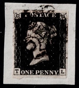 1840 1d Intense Black Plate 4 TL 4m Fine Black MX Piece Very Fine Cat. £550.00 - Picture 1 of 1