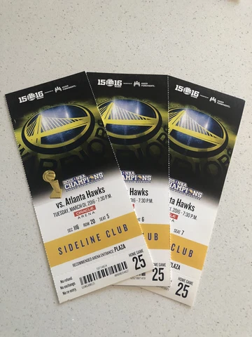 2015-16 Golden State Warriors v Hawks SEASON TICKET Win #54 73 Win Season RARE Cover