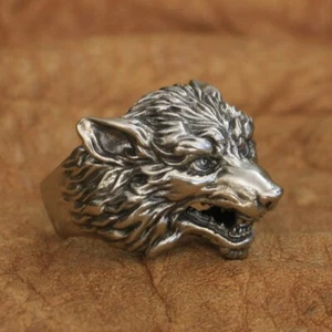 Cupronickel Details Wolf Ring Biker Rock Punk Jewelry CP163A US Size 7-15 - Picture 1 of 29